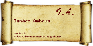 Ignácz Ambrus névjegykártya